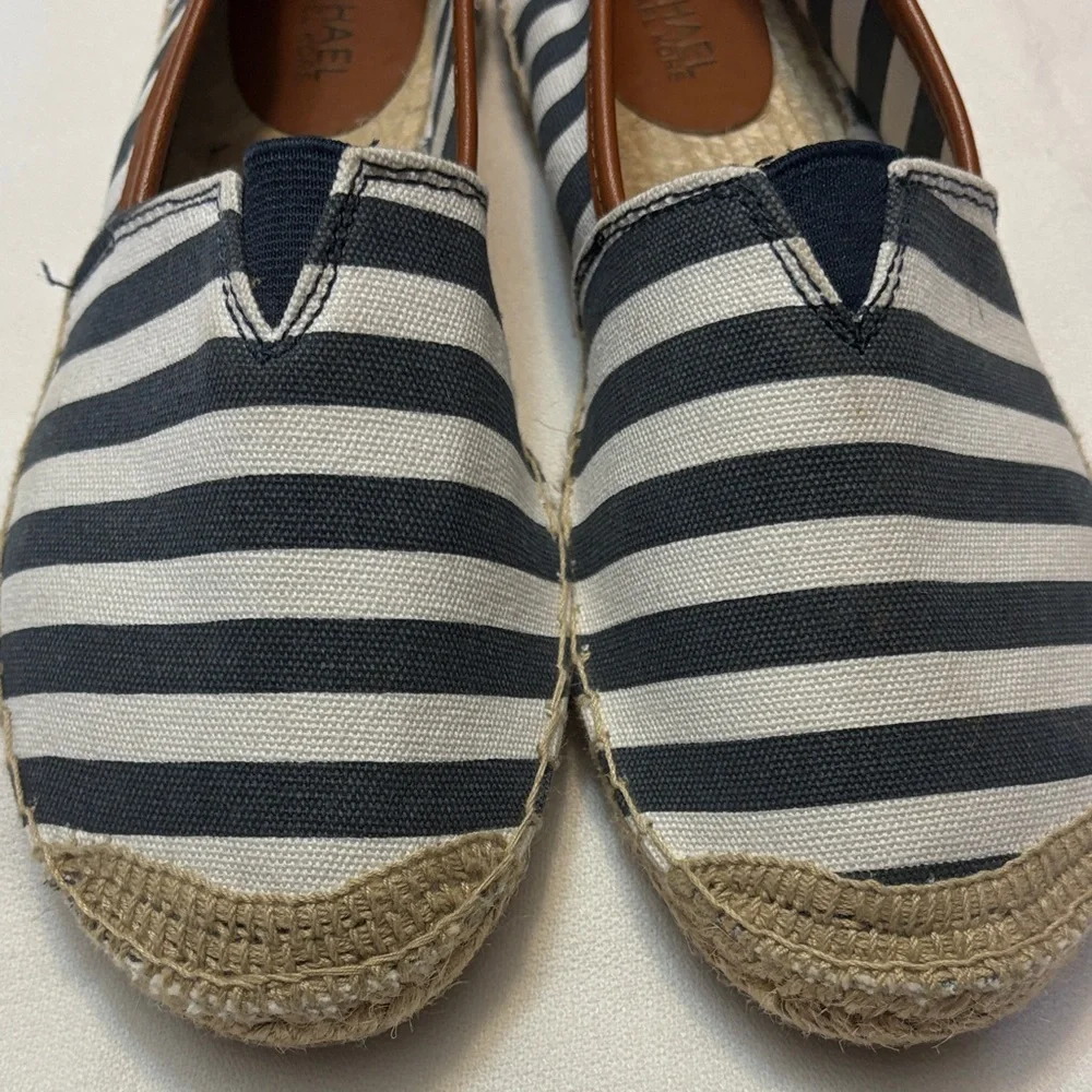 Michael Kors Navy and White Striped Women’s Espadrilles Size 8